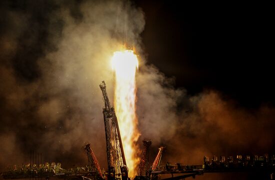 Launch of Soyuz-FG carrier rocket with Soyuz MS-08 spacecraft from Baikonur Space Center