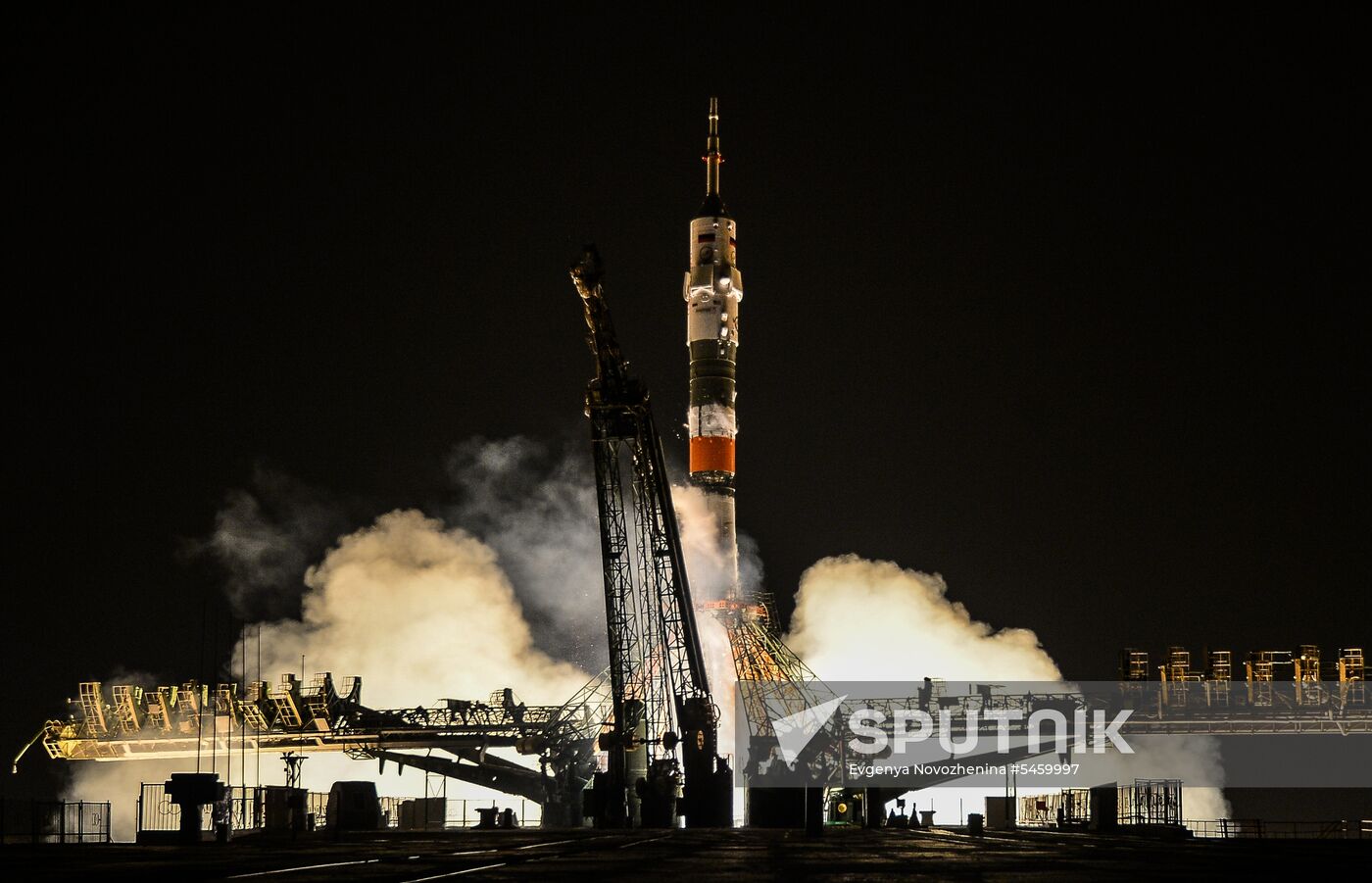 Launch of Soyuz-FG carrier rocket with Soyuz MS-08 spacecraft from Baikonur Space Center
