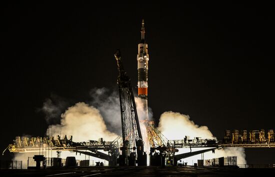 Launch of Soyuz-FG carrier rocket with Soyuz MS-08 spacecraft from Baikonur Space Center