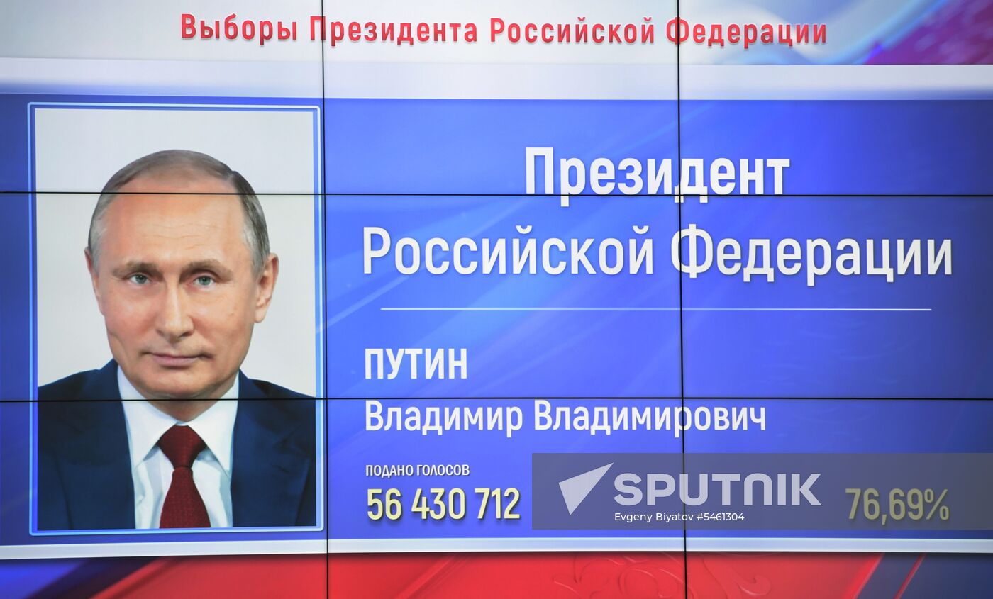 Announcement of results of voting in Russian presidential election