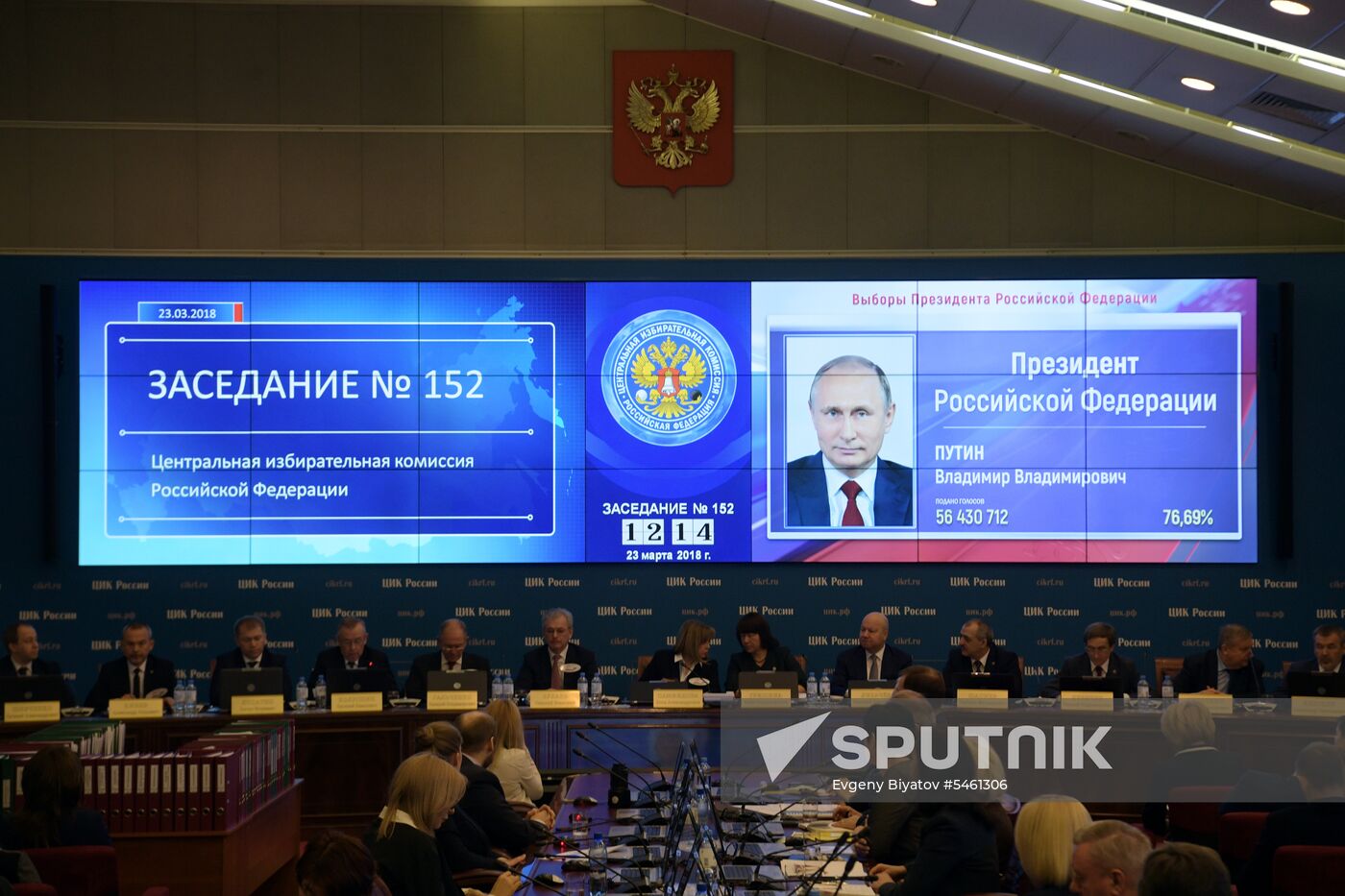 Announcement of results of voting in Russian presidential election