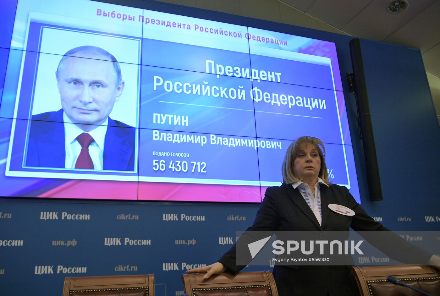 Announcement of results of voting in Russian presidential election