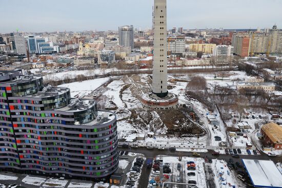 Uncompleted 210 meter TV tower in Yekaterinburg