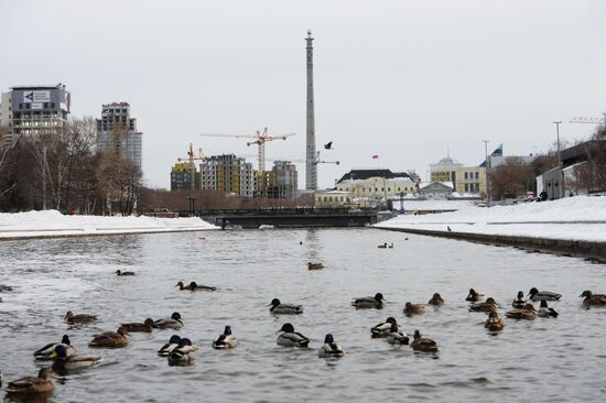 Uncompleted 210 meter TV tower in Yekaterinburg