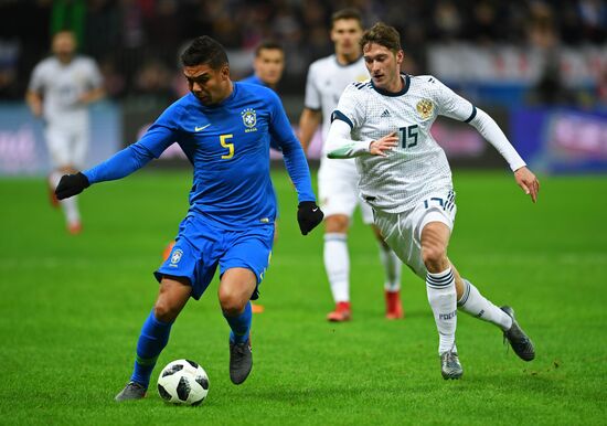 Football. Friendly match. Russia vs. Brazil
