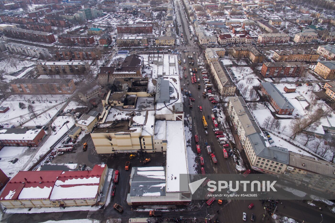 Aftermath of fire at Zimnyaya Vishnya shopping mall