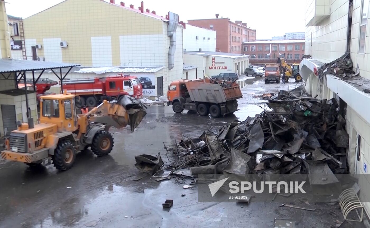 Aftermath of fire at Zimnyaya Vishnya shopping mall