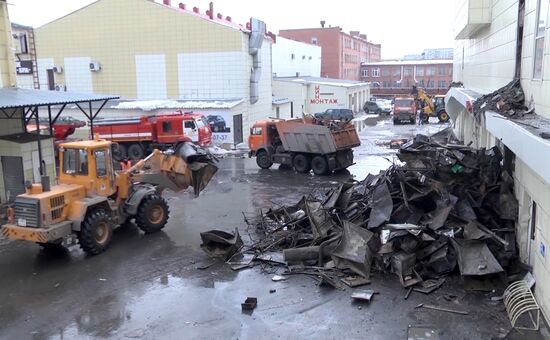 Aftermath of fire at Zimnyaya Vishnya shopping mall