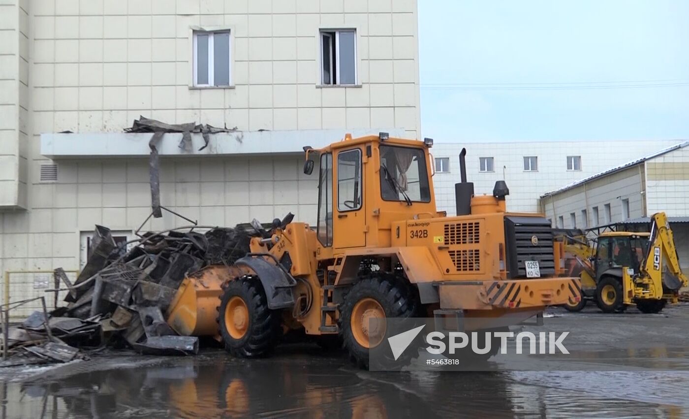 Aftermath of fire at Zimnyaya Vishnya shopping mall