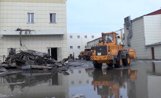 Aftermath of fire at Zimnyaya Vishnya shopping mall