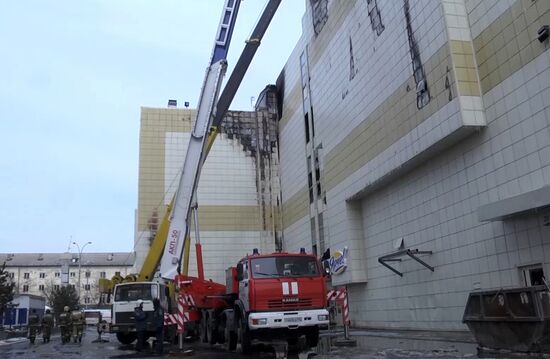 Aftermath of fire at Zimnyaya Vishnya shopping mall