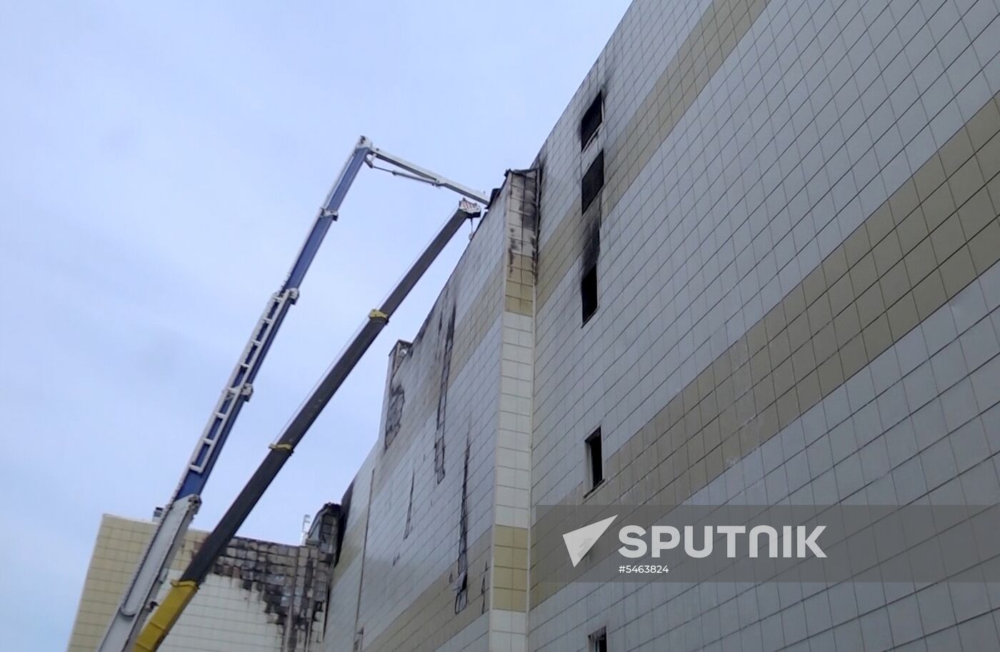 Aftermath of fire at Zimnyaya Vishnya shopping mall