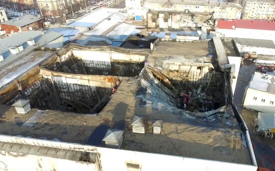 Aftermath of fire at Zimnyaya Vishnya shopping mall