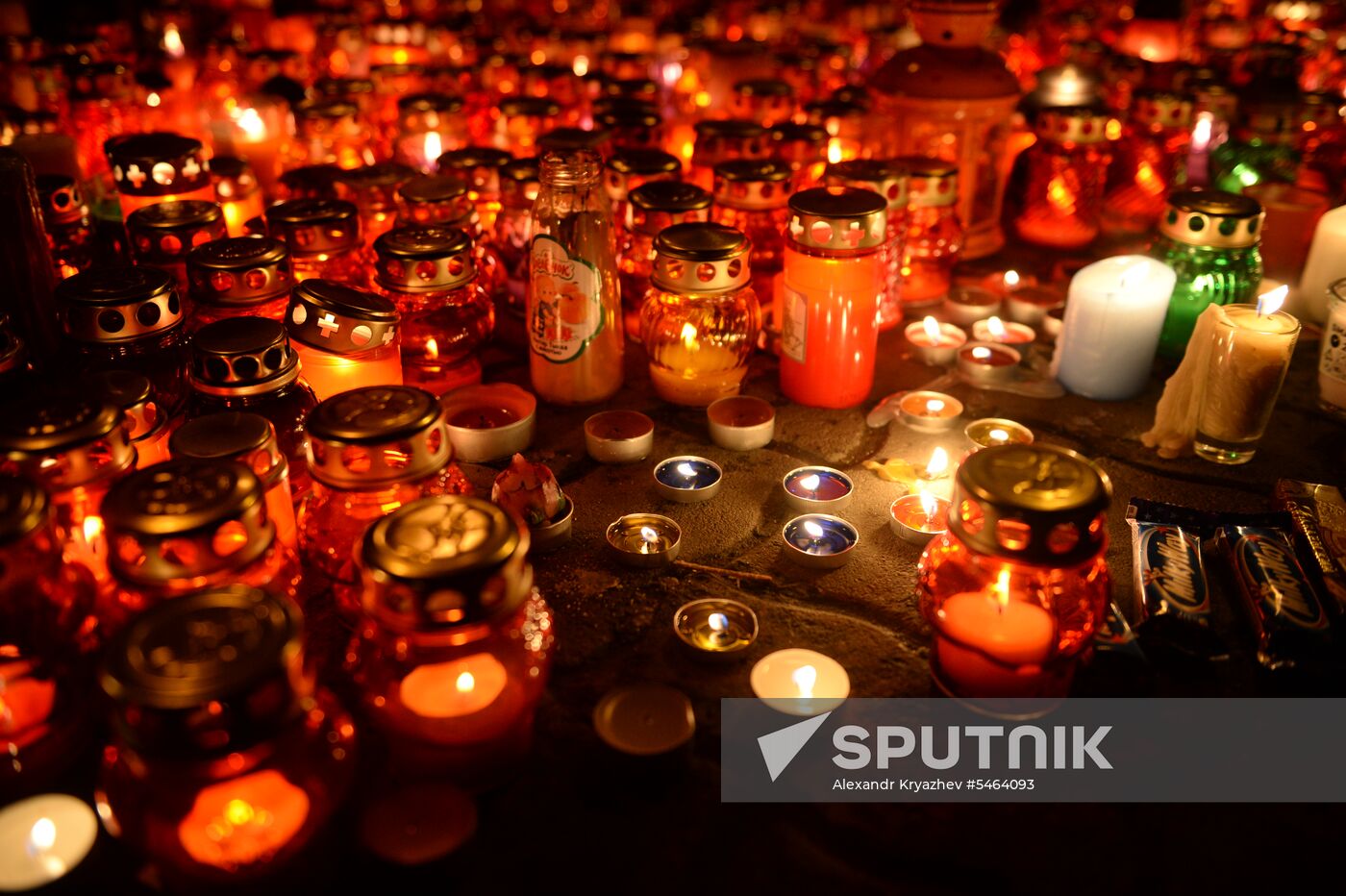 Flowers in memory of Zimnyaya Vishnya shopping mall victims