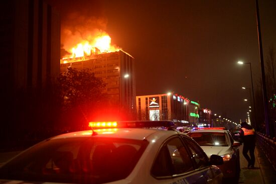 Fire in residential building in Grozny