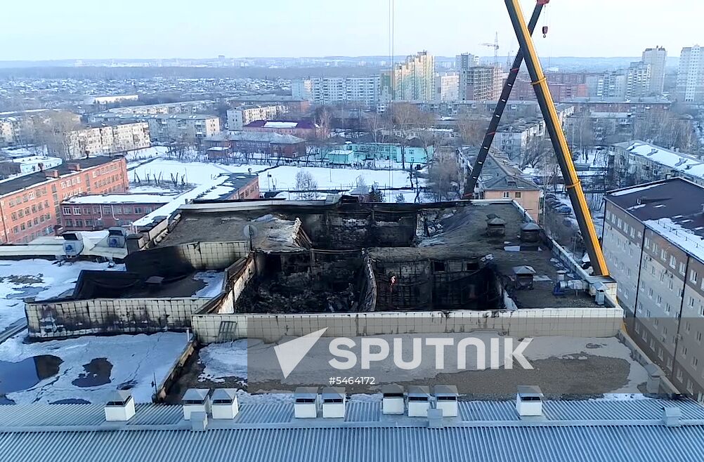 Aftermath of fire at Zimnyaya Vishnya shopping mall