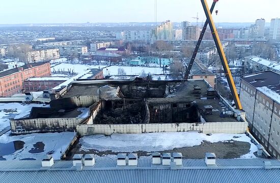 Aftermath of fire at Zimnyaya Vishnya shopping mall