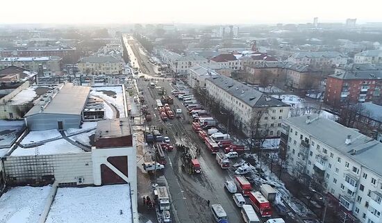 Aftermath of fire at Zimnyaya Vishnya shopping mall