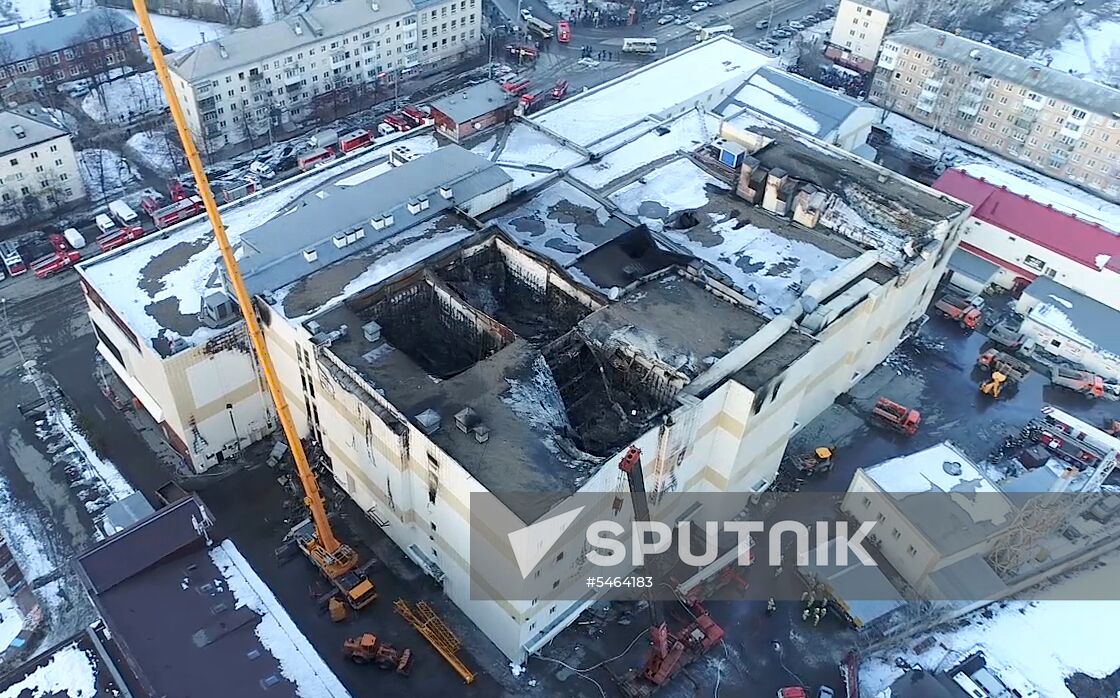 Aftermath of fire at Zimnyaya Vishnya shopping mall
