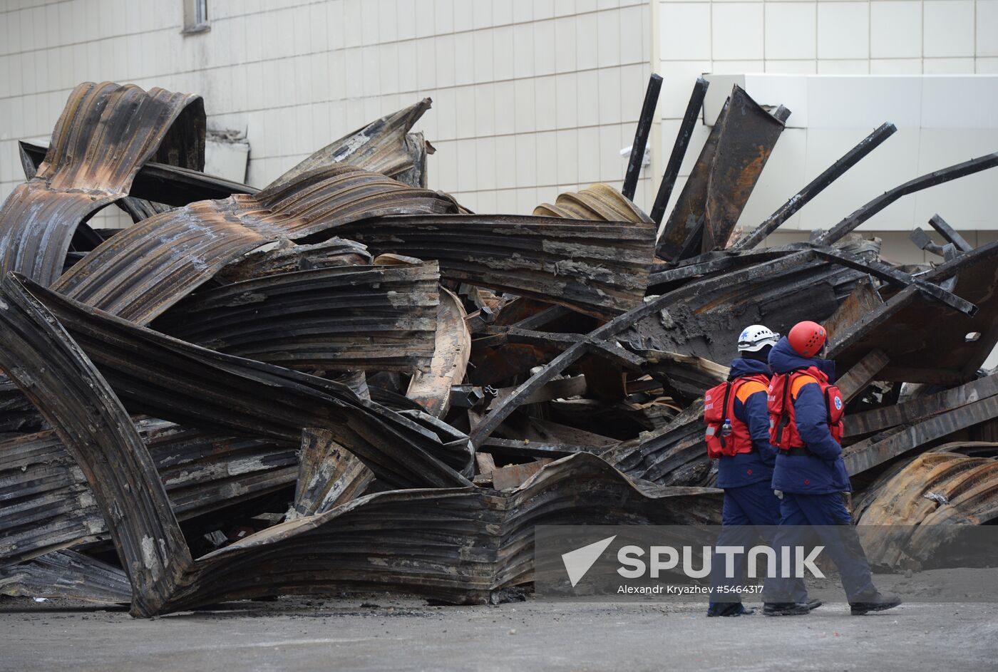 Aftermath of fire at Zimnyaya Vishnya shopping mall