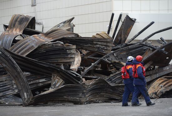 Aftermath of fire at Zimnyaya Vishnya shopping mall