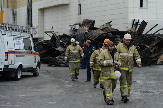 Aftermath of fire at Zimnyaya Vishnya shopping mall