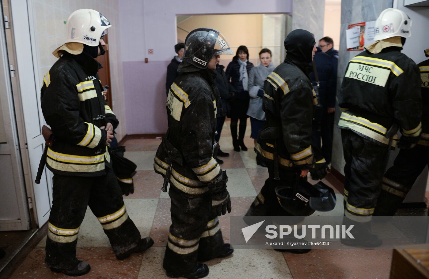 Aftermath of fire at Zimnyaya Vishnya shopping mall