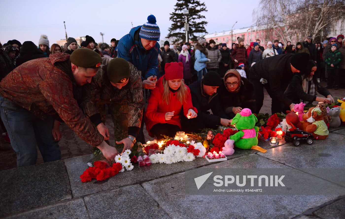 Events in memory of those killed in Zimnyaya Vishnya shopping mall fire