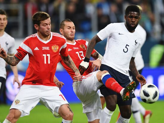 Football. Friendly match. Russia vs. France