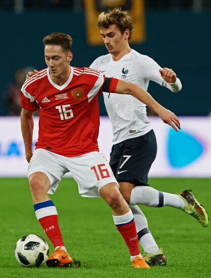 Football. Friendly match. Russia vs. France