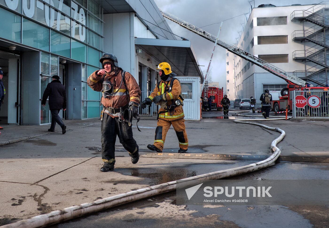 Car dealership on fire in St. Petersburg