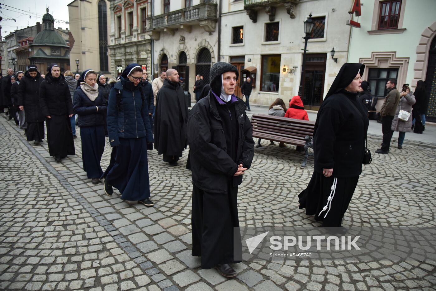 Cross procession in honor of Catholic Easter in Lviv