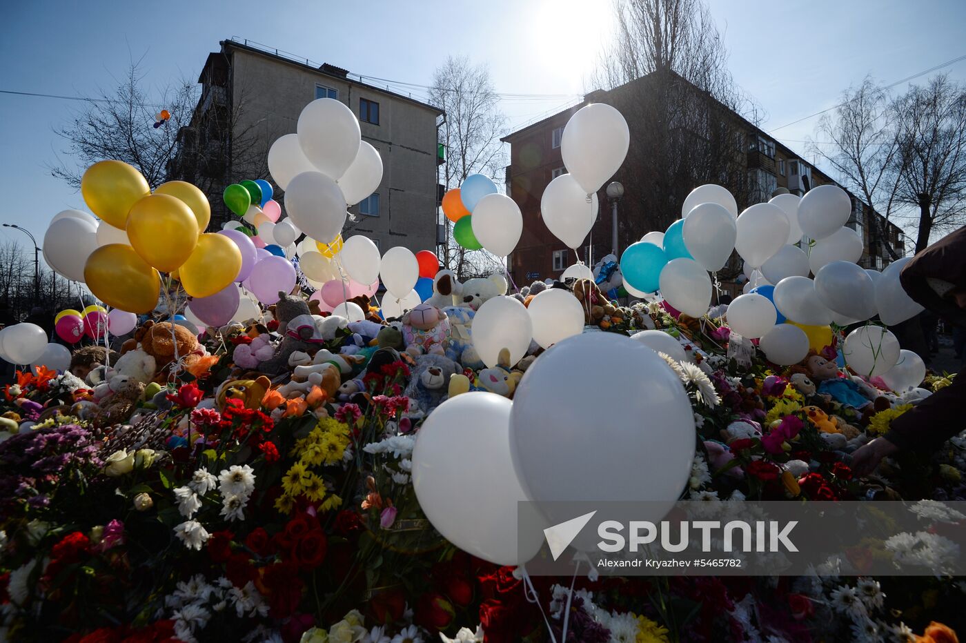Flowers near Zimnyaya Vishnya shopping mall in Kemerovo