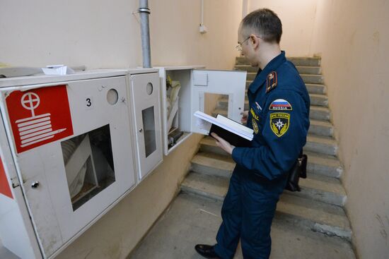Fire safety inspection at Koltso shopping mall in Chelyabinsk
