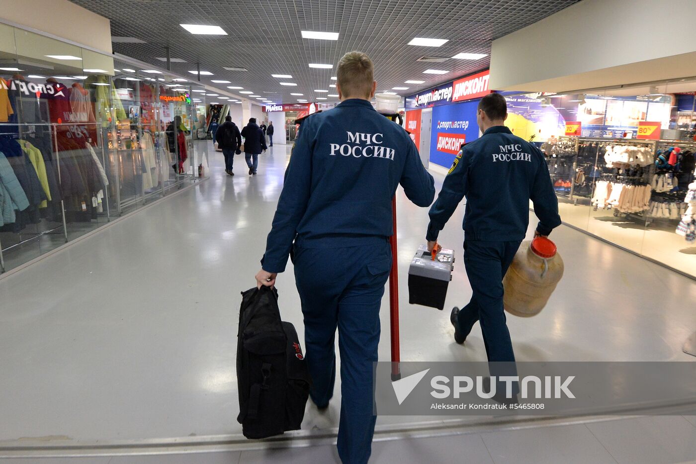 Fire safety inspection at Koltso shopping mall in Chelyabinsk