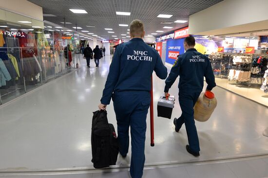 Fire safety inspection at Koltso shopping mall in Chelyabinsk