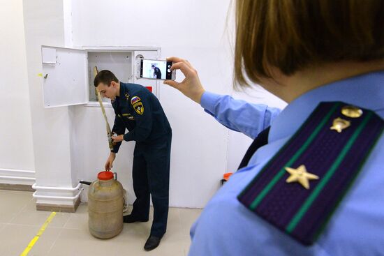 Fire safety inspection at Koltso shopping mall in Chelyabinsk