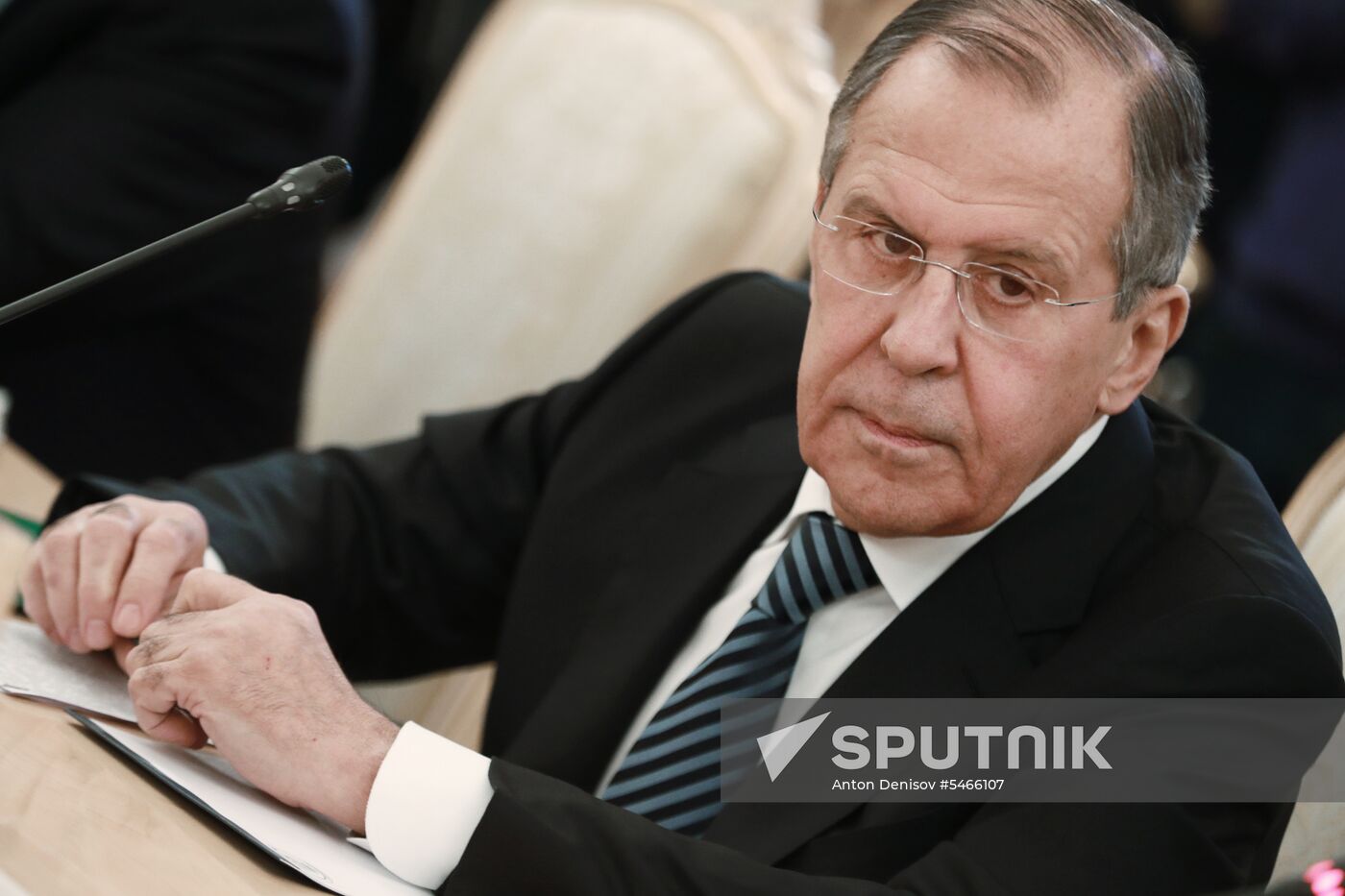 Foreign Minister Sergei Lavrov meets with UN Special Envoy for Syria Staffan de Mistura