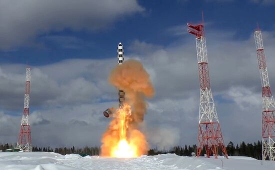 Launch of Sarmat missile from Plesetsk space port
