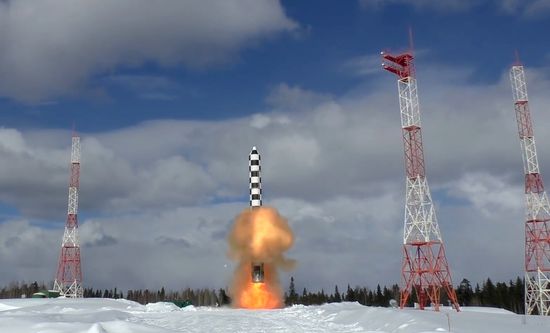 Launch of Sarmat missile from Plesetsk space port