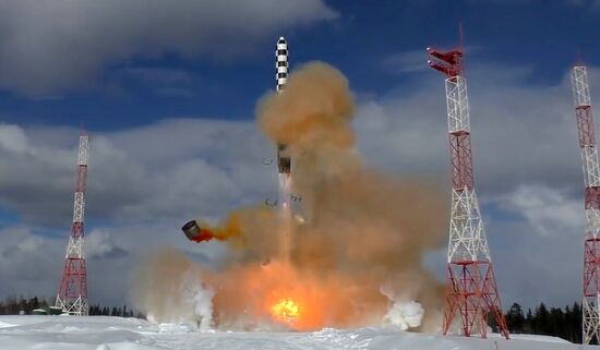 Launch of Sarmat missile from Plesetsk space port