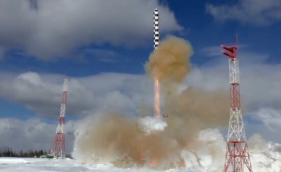 Launch of Sarmat missile from Plesetsk space port