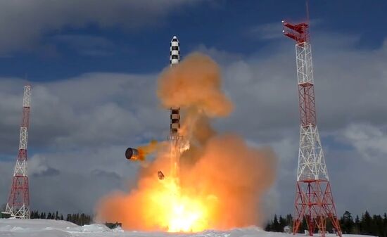 Launch of Sarmat missile from Plesetsk space port
