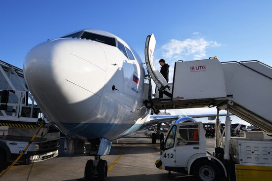 Maintenance of Pobeda aircraft at Vnukovo airport