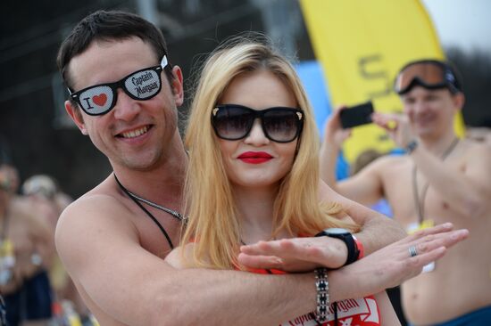 Downhill sliding in bikinis at BoogelWoogel-2018 carnival in Sochi