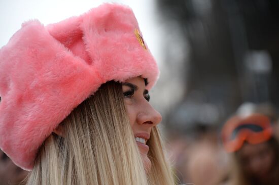 Downhill sliding in bikinis at BoogelWoogel-2018 carnival in Sochi