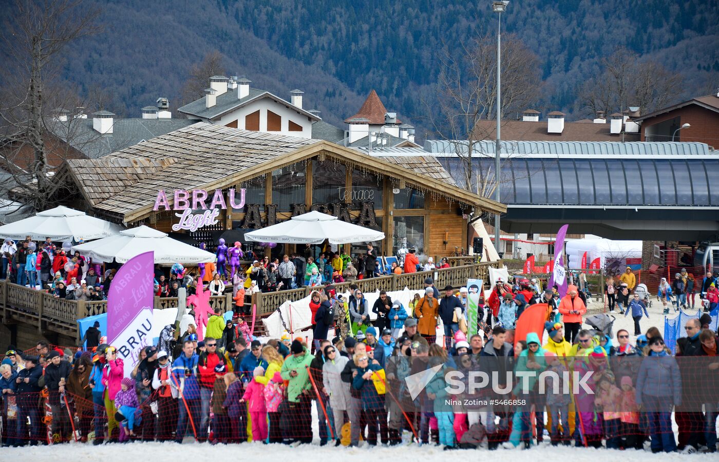 Downhill sliding in bikinis at BoogelWoogel-2018 carnival in Sochi