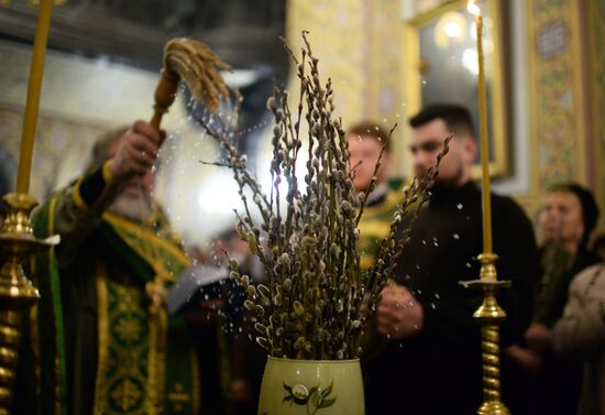 Pussy willows are blessed in Russian regions