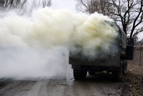 Drill of reconnaissance unit of LPR People's Militia