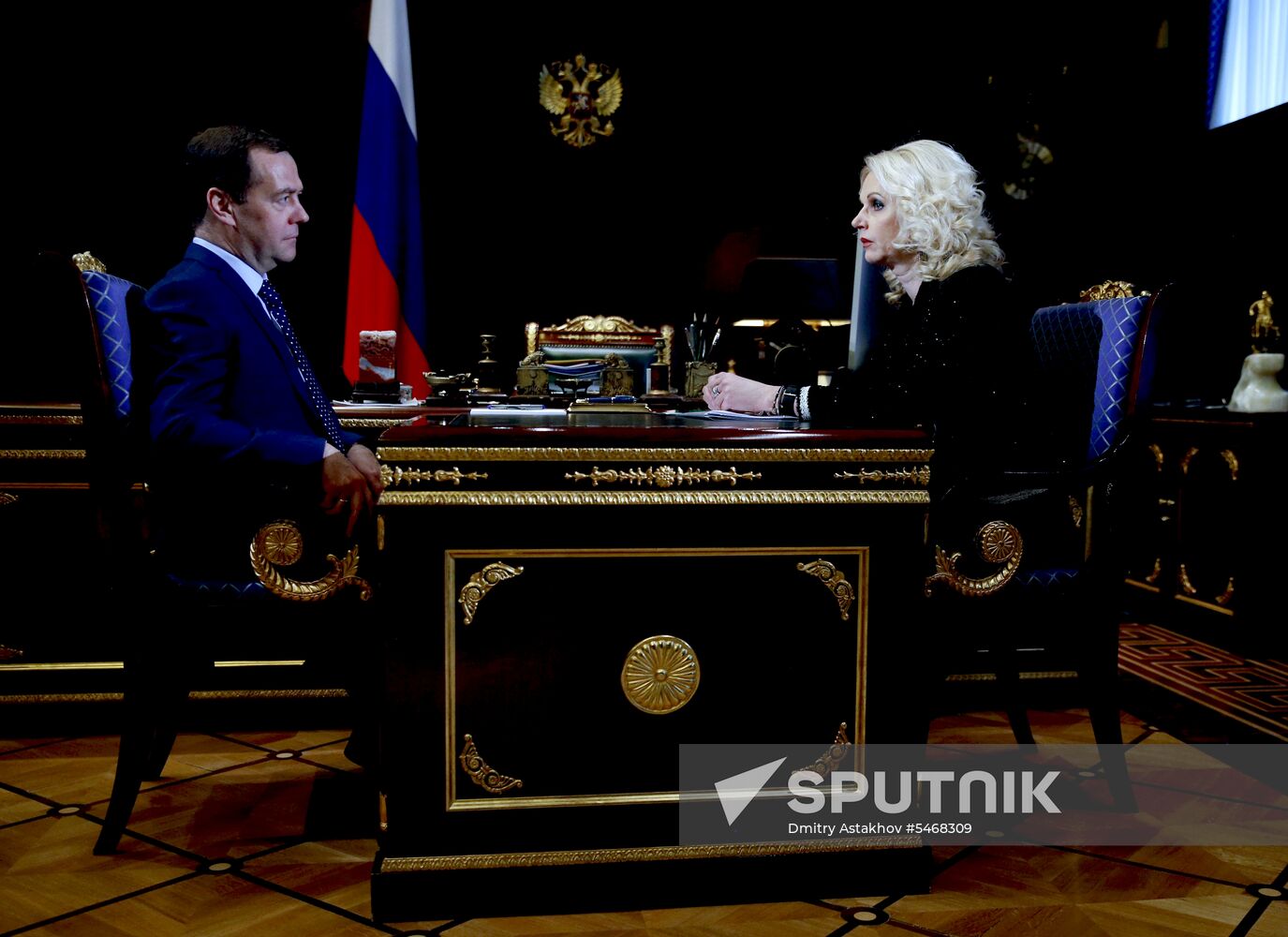 Prime Minister Dmitry Medvedev meets with Accounts Chamber Chairperson Tatyana Golikova